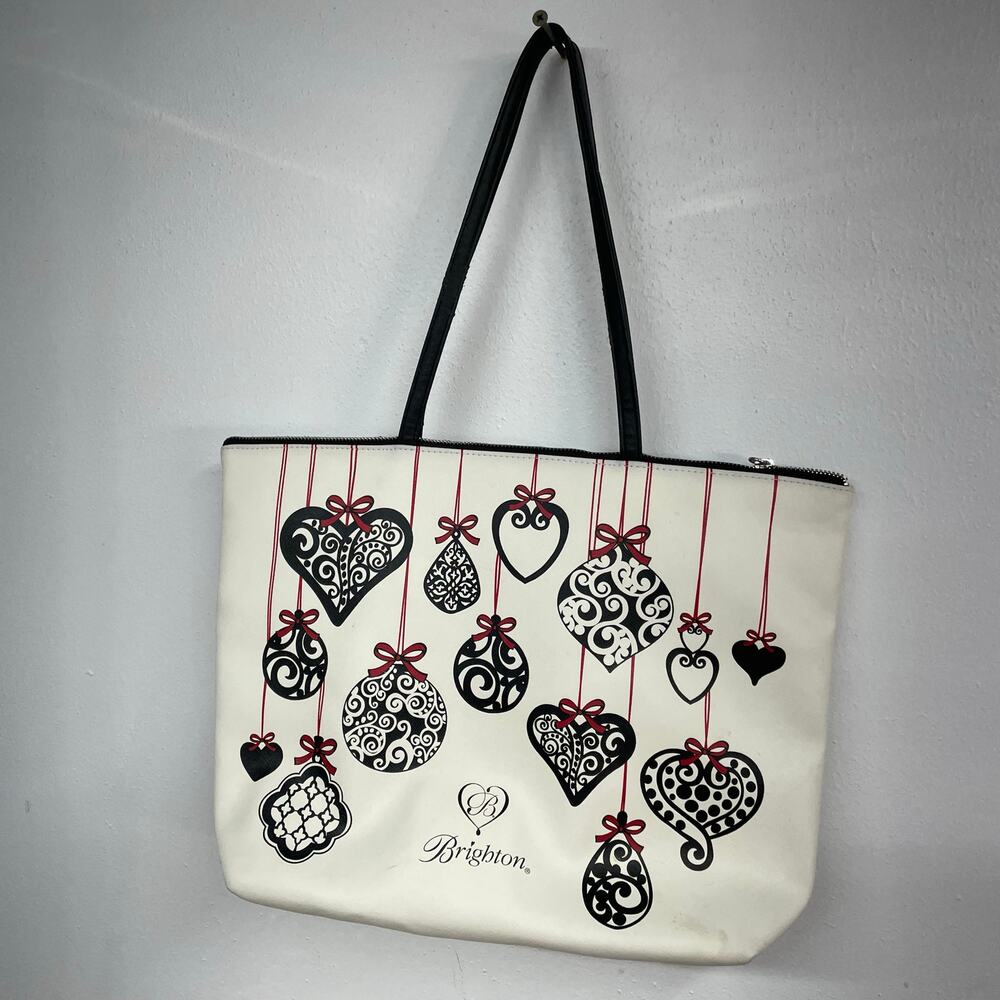 Brighton Holiday Tote Large White Bag w/ Heart Charm Ornaments Peace, Joy, Love - Picture 8 of 8